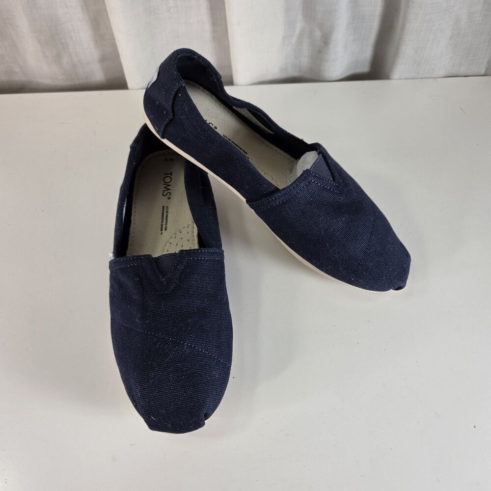 Toms Classic Alpargarta Navy Slip Ons Women's Size 6